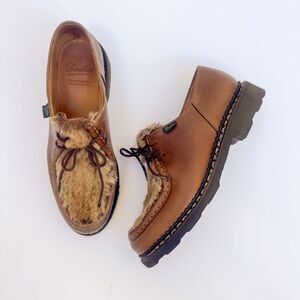 Paraboot Michael Lapin Women Derby Shoe UK 7 US 10 Handmade France Leather/Fur